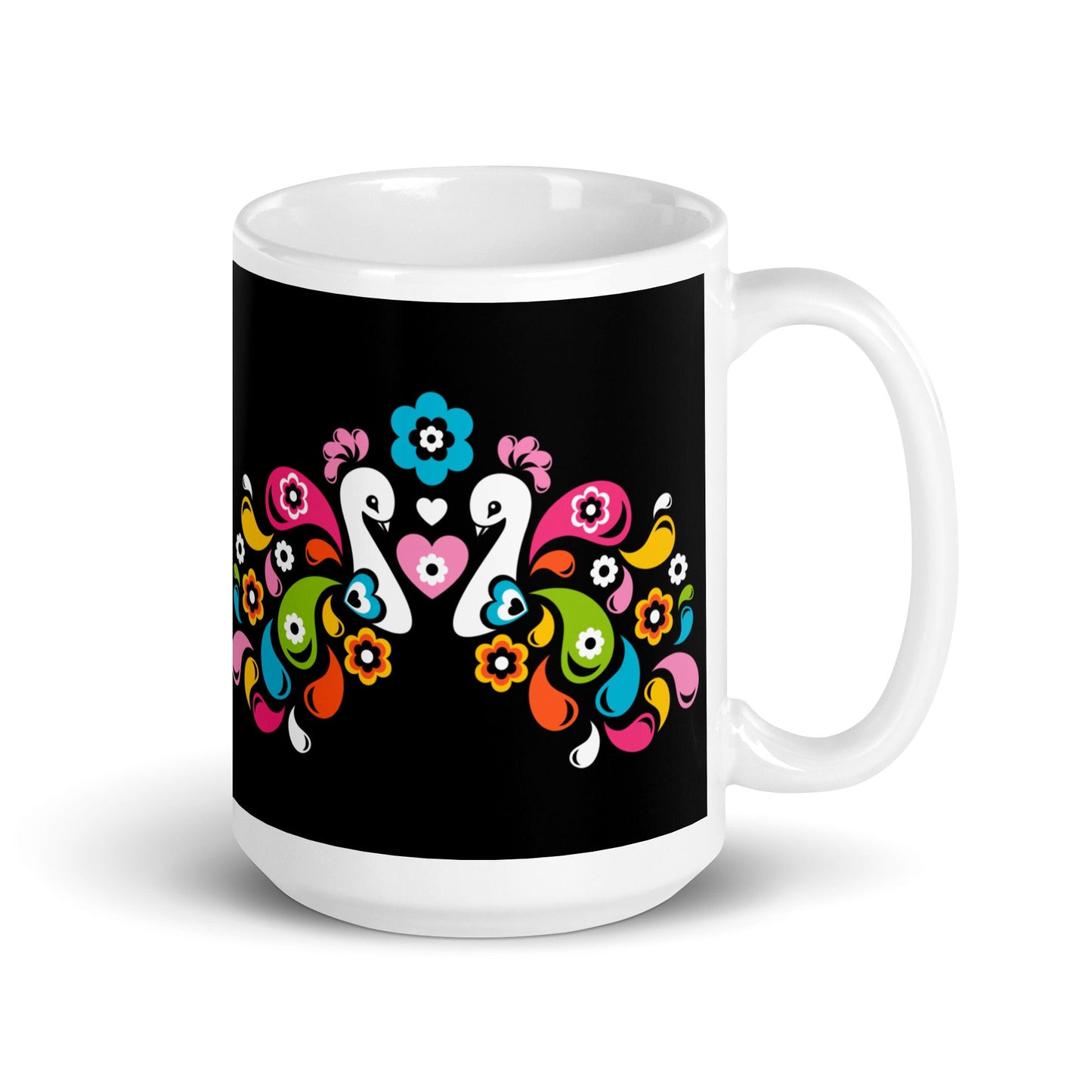 Mug - PEACOCK LOVE happy - Glorious peacock print 15 oz