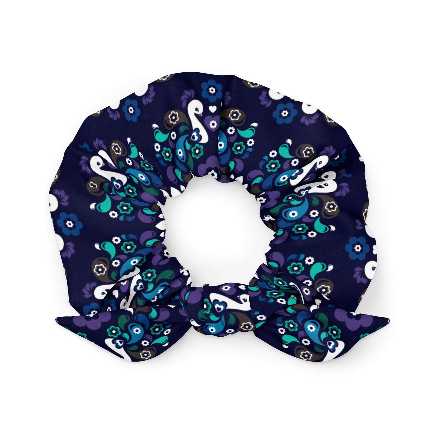 Scrunchie - PEACOCK LOVE mystic blue - Glorious peacock print Default Title