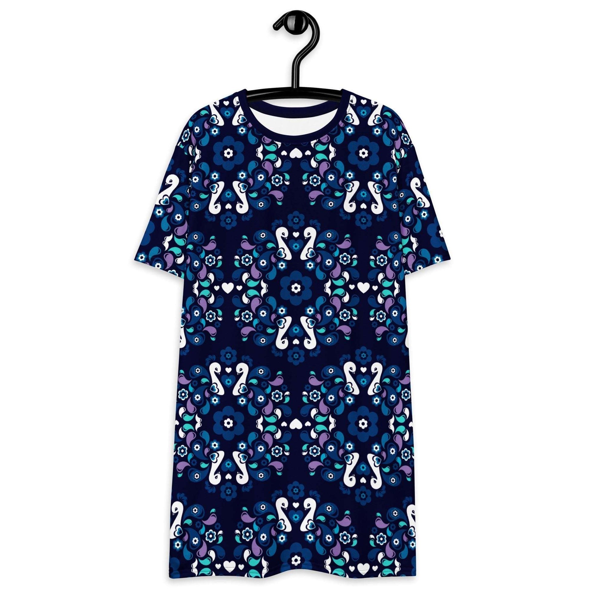T-Shirt Dress - PEACOCK LOVE mystic blue