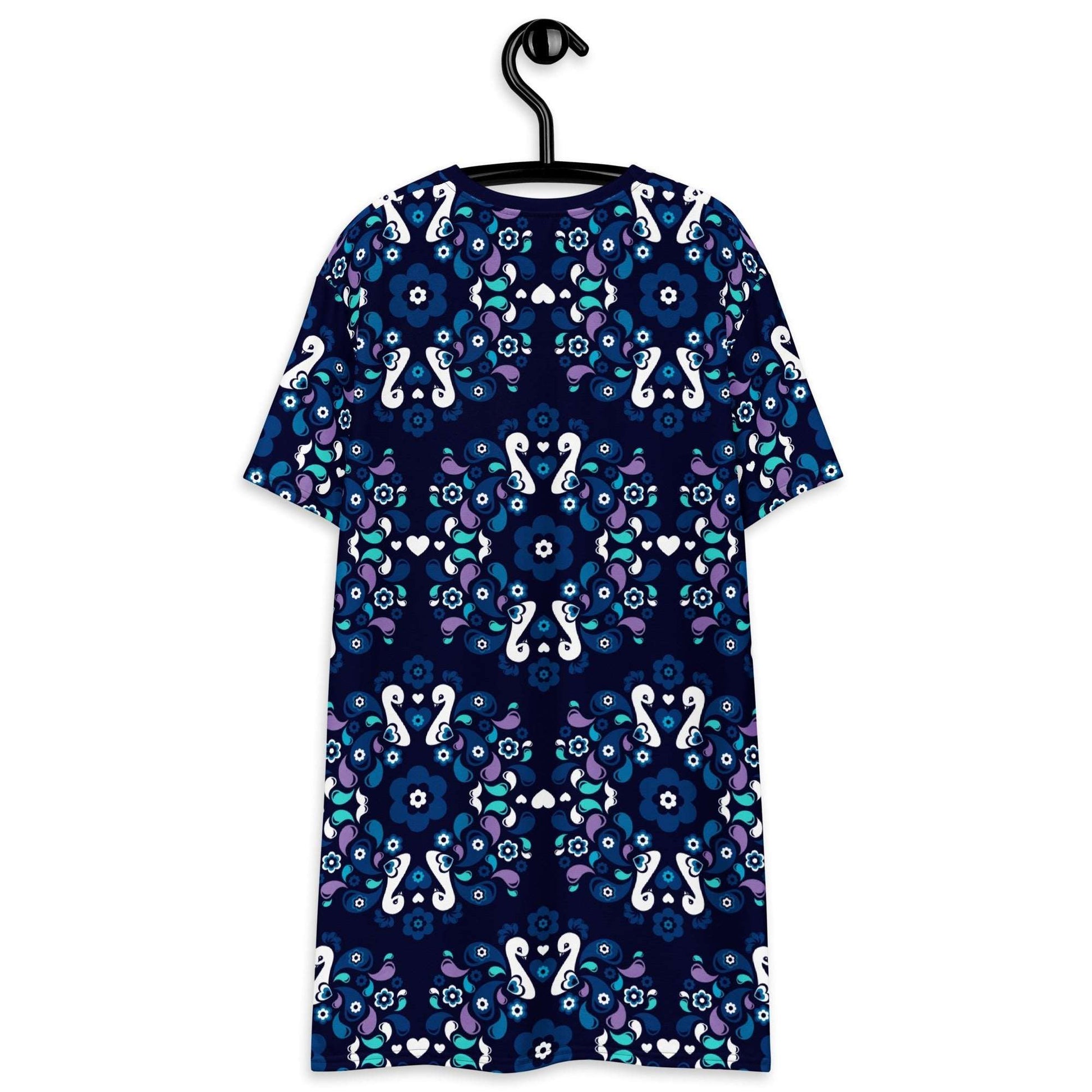 T-Shirt Dress - PEACOCK LOVE mystic blue