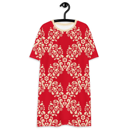 T-Shirt Dress - PEACOCK LOVE red