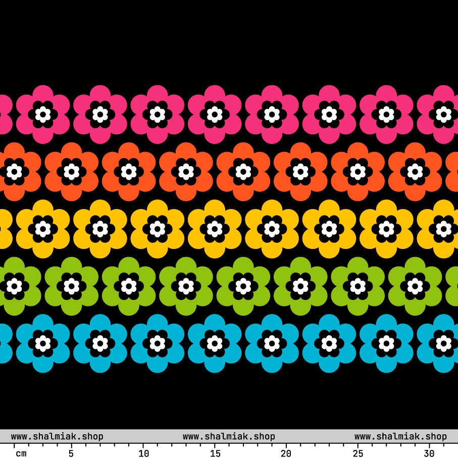 Fabric - PEACOCK BLOOM rainbow