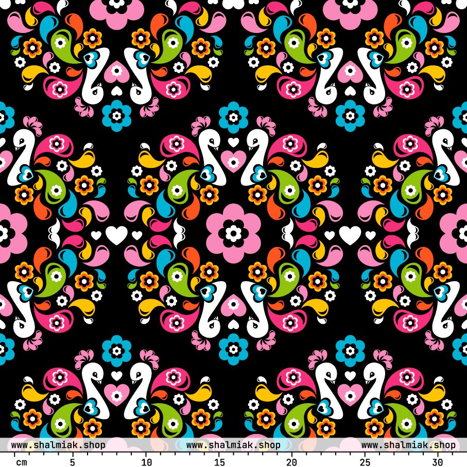 Fabric - PEACOCK LOVE happy