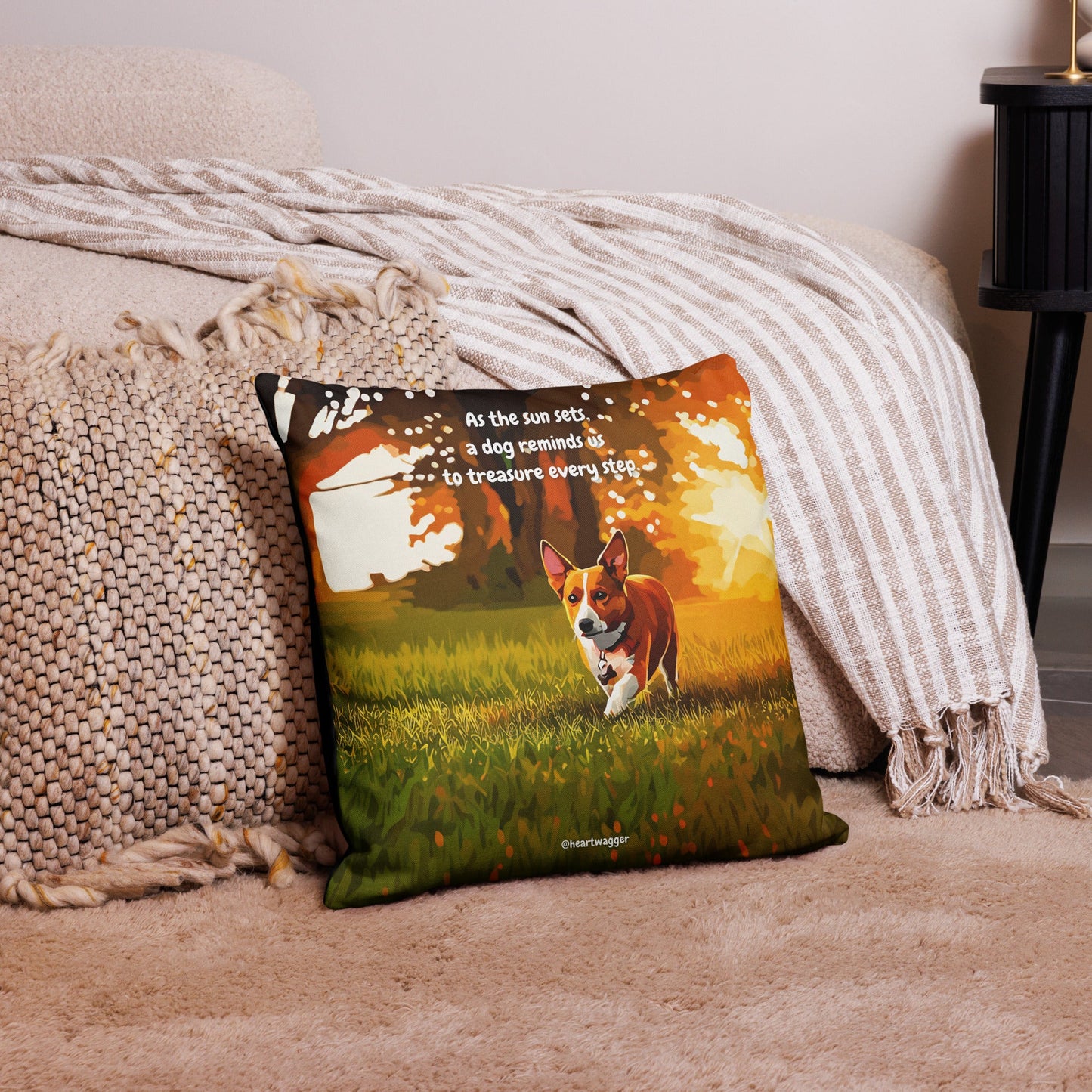 Pillow Case - As the sun sets, a dog reminds us to treasure every step 18″×18″