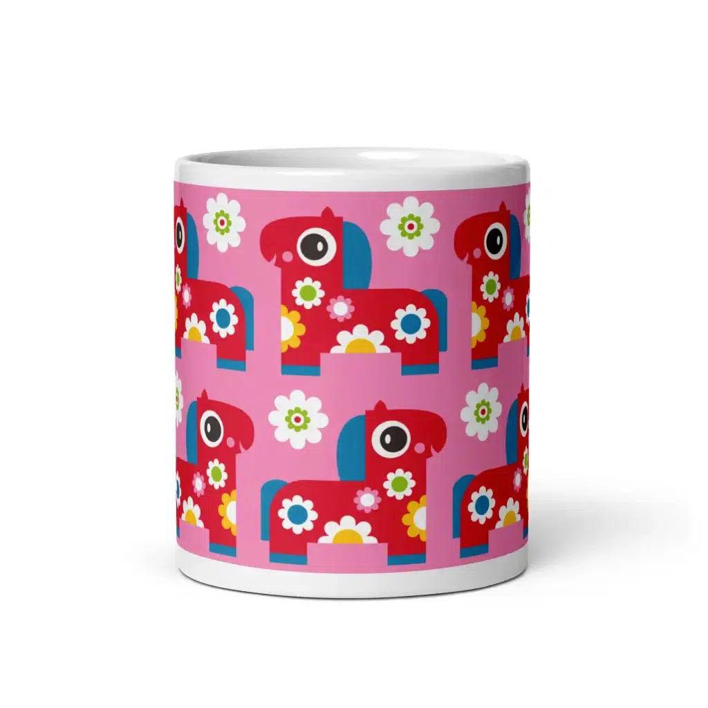 Mug - PONY BLOOM pink - Happy ponies and flowers print