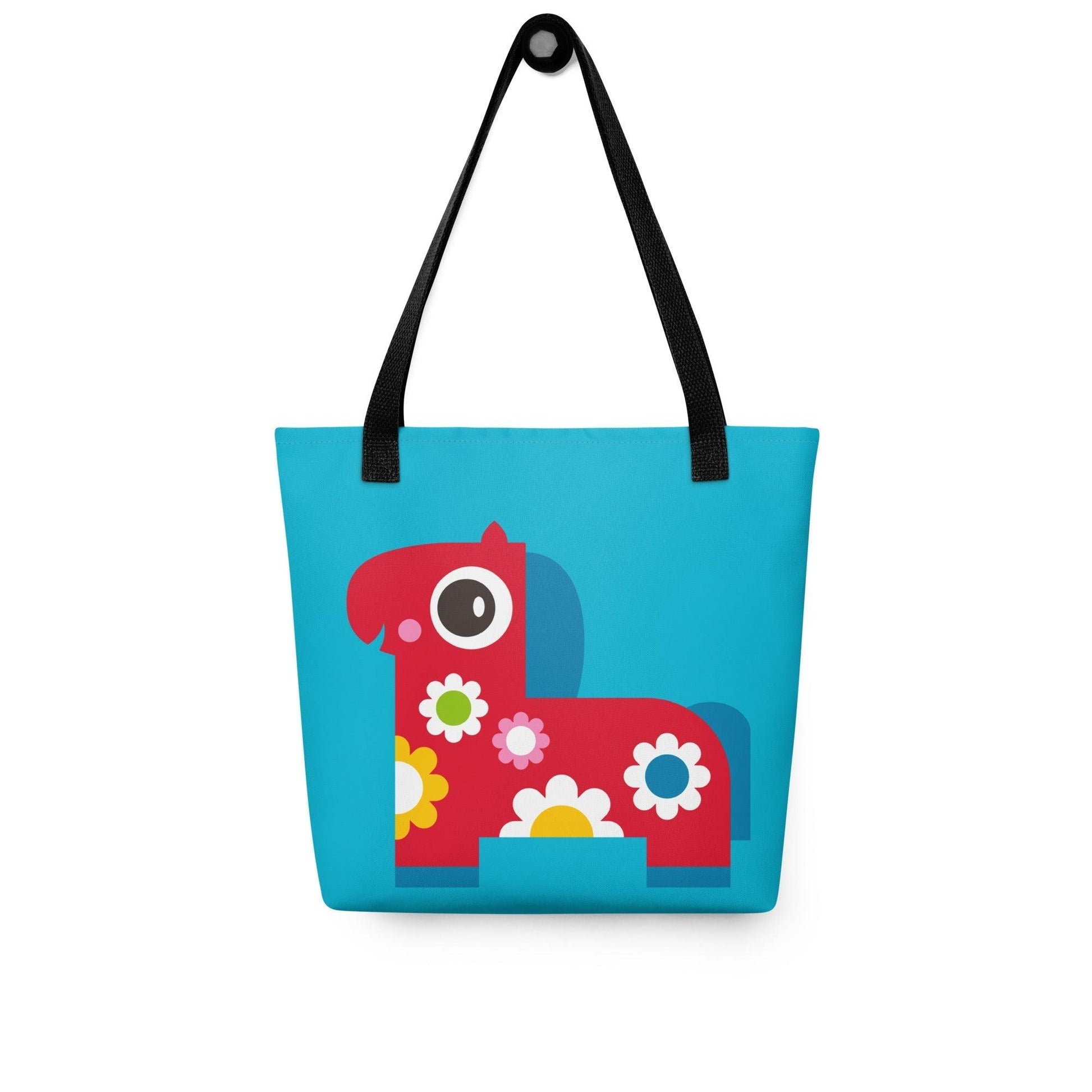Tote bag - PONY BLOOM turquoise - Happy ponies and flowers print Default Title