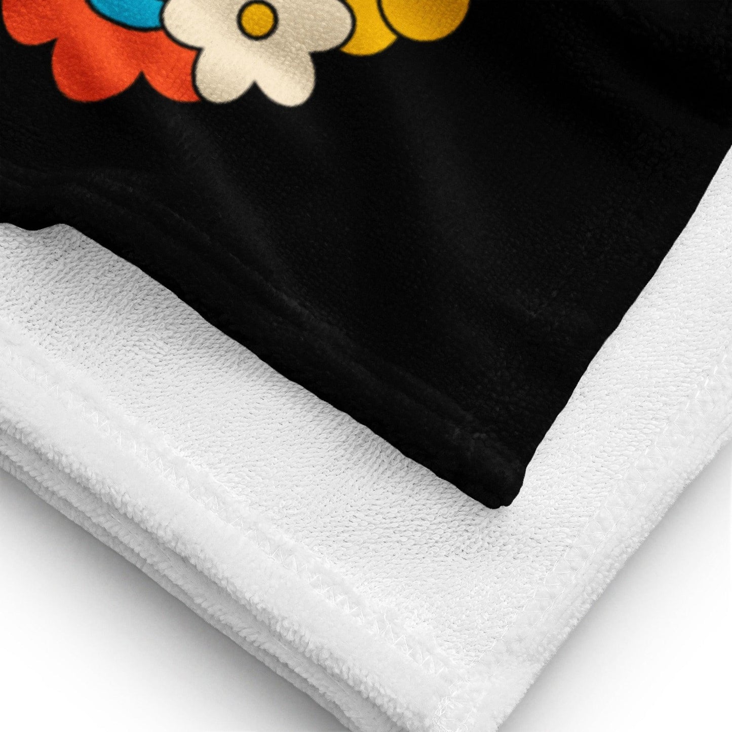 Towel - POPBUNNY black (just bunny) - Playful bunnies and flowers print