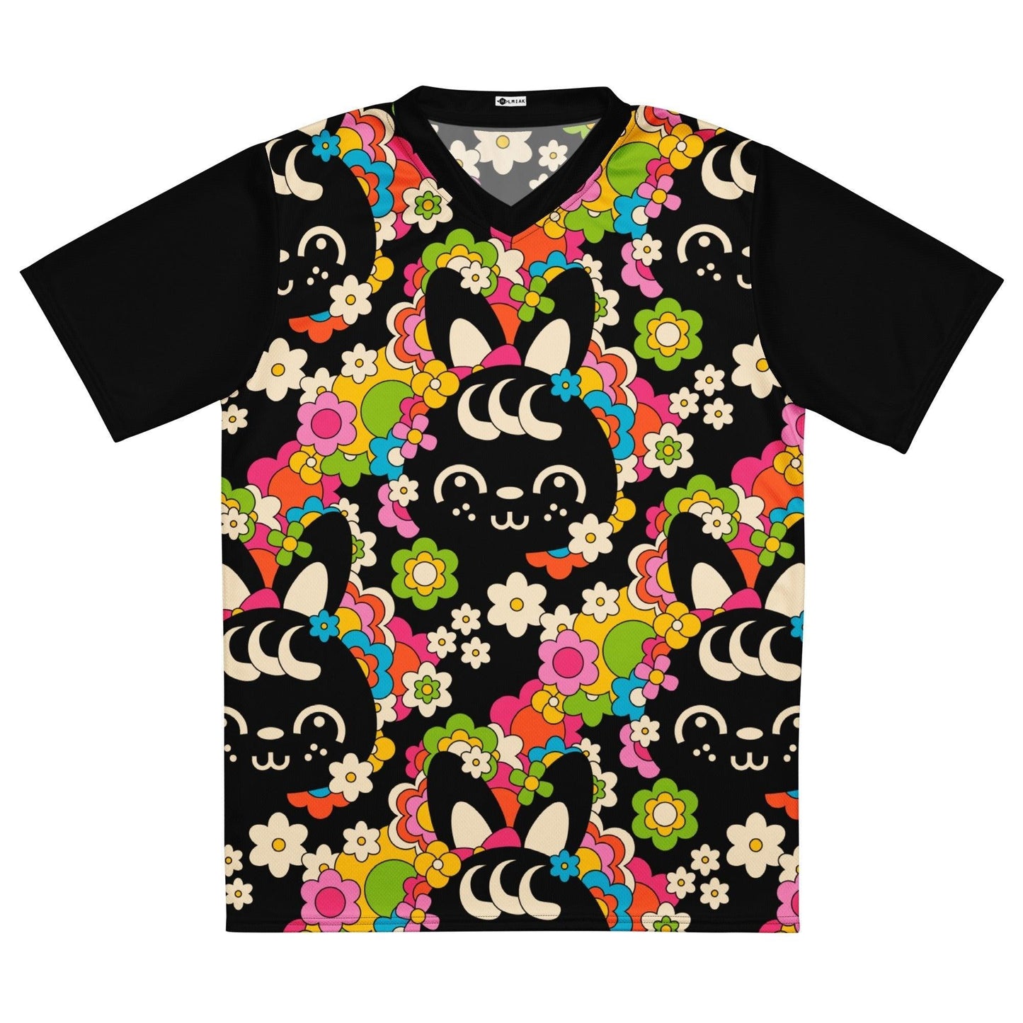 Sports Jersey - POPBUNNY black - Playful bunnies and flowers print 6XL