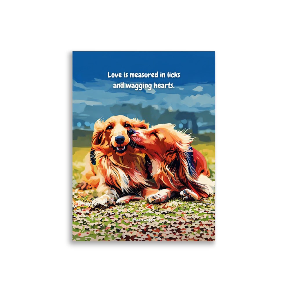 Poster - Love is measured in licks and wagging hearts 30×40 cm