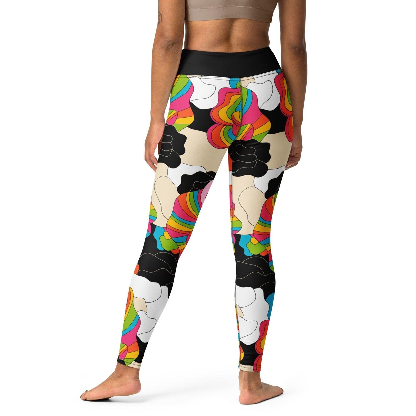 Yoga leggings -2- RAINBOW POPPY - Bold rainbow poppies print