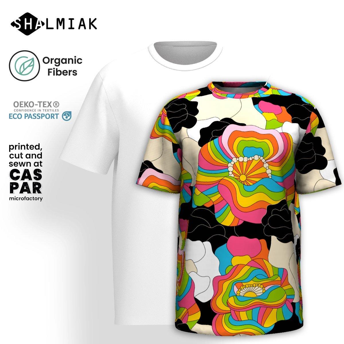 Organic cotton t-shirt - RAINBOW POPPY - Bold rainbow poppies print