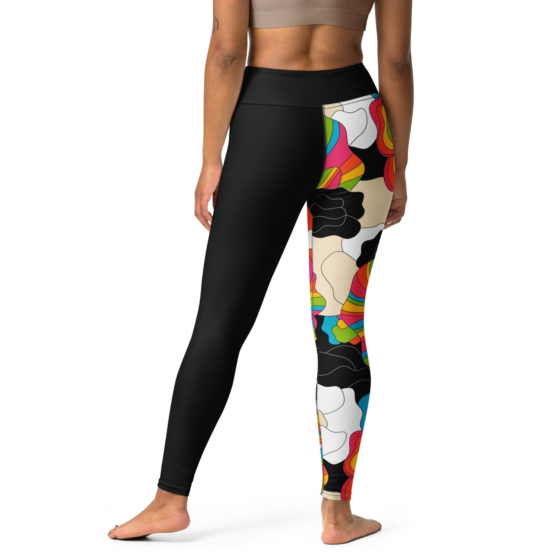 Yoga leggings - RAINBOW POPPY - Bold rainbow poppies print