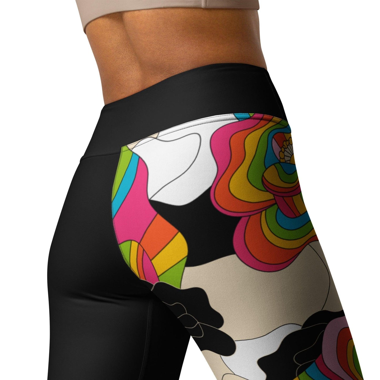 Yoga leggings - RAINBOW POPPY - Bold rainbow poppies print