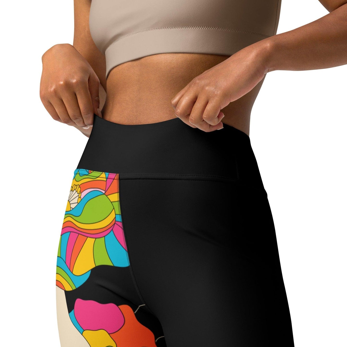 Yoga leggings - RAINBOW POPPY - Bold rainbow poppies print