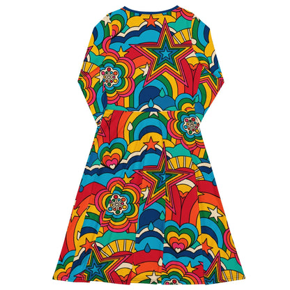 Midi dress - RAINBOW RAVE - Bold rainbow sky print