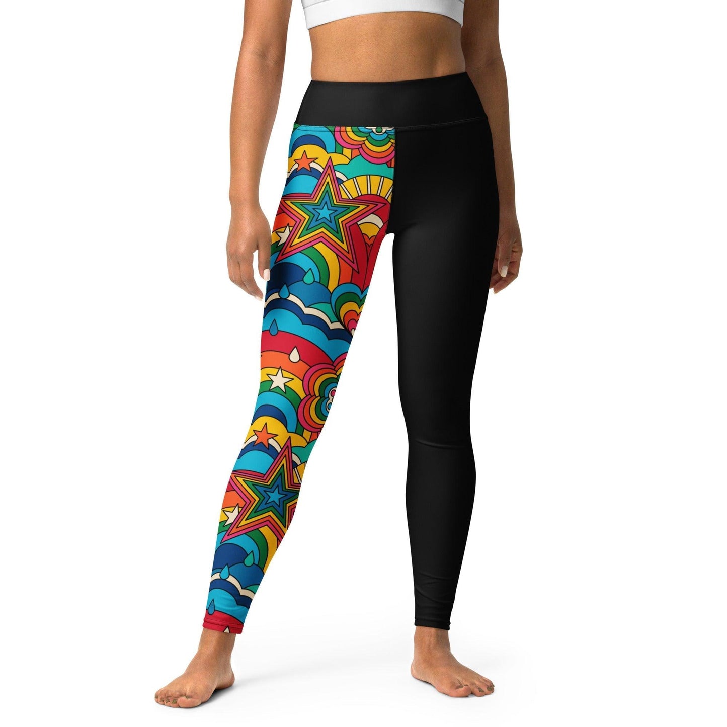 Yoga leggings - RAINBOW RAVE - Bold rainbow sky print XL