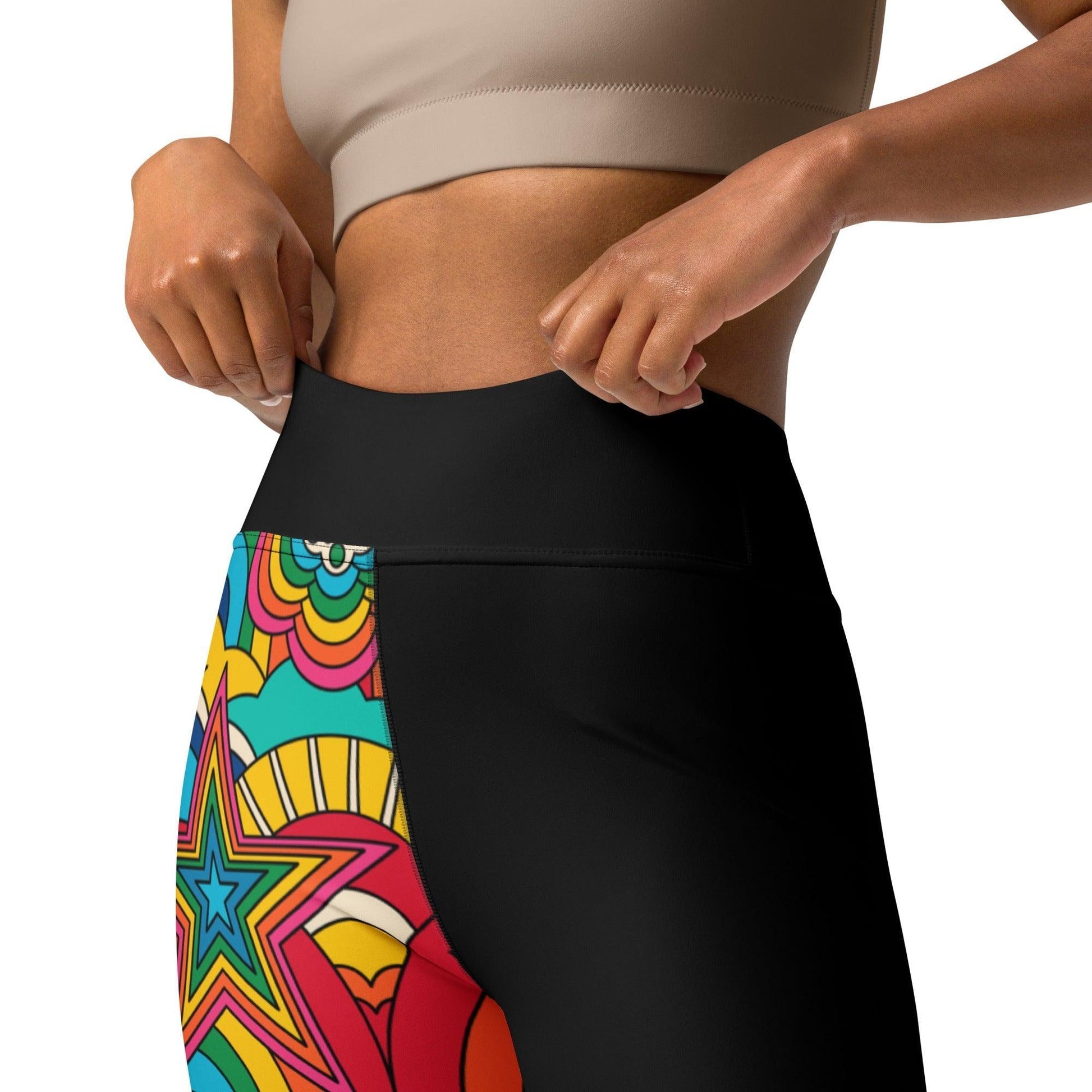 Yoga leggings - RAINBOW RAVE - Bold rainbow sky print