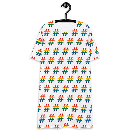 T-Shirt Dress - #RAINBOW white