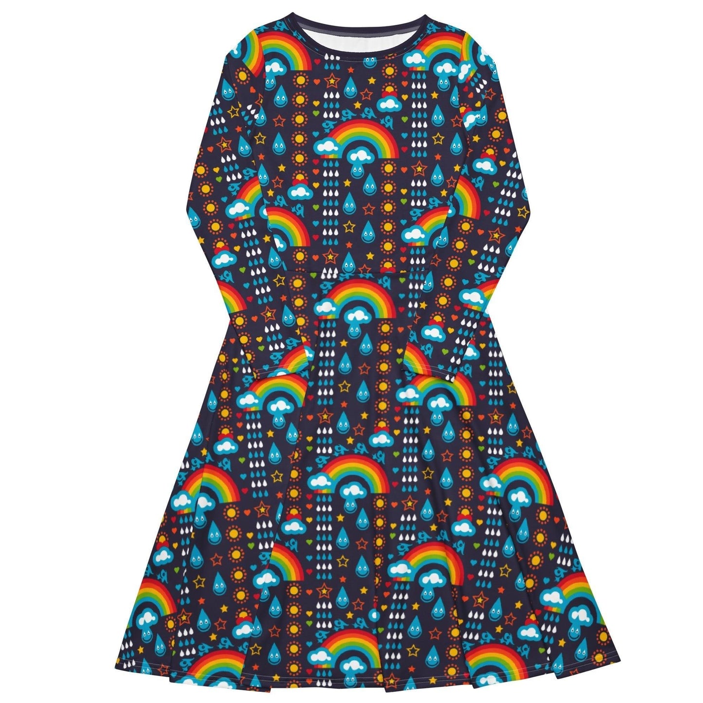 Midi dress - RAINBOWPHANT blue - Rainbows and elephants print 6XL
