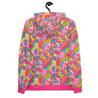 Hoodie - SASSY IRIS pink - Bold iris flower print