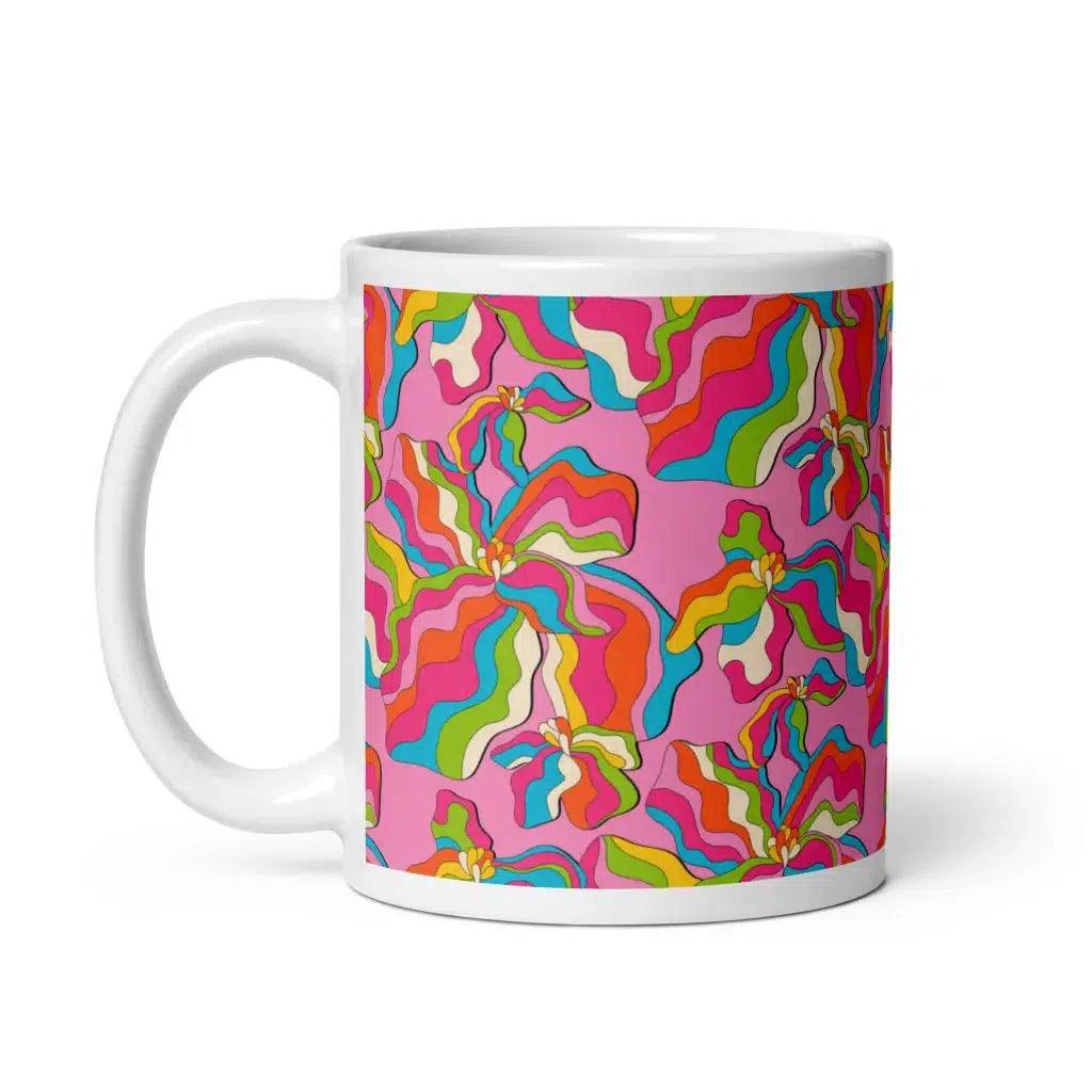 Mug - SASSY IRIS pink - Bold iris flower print
