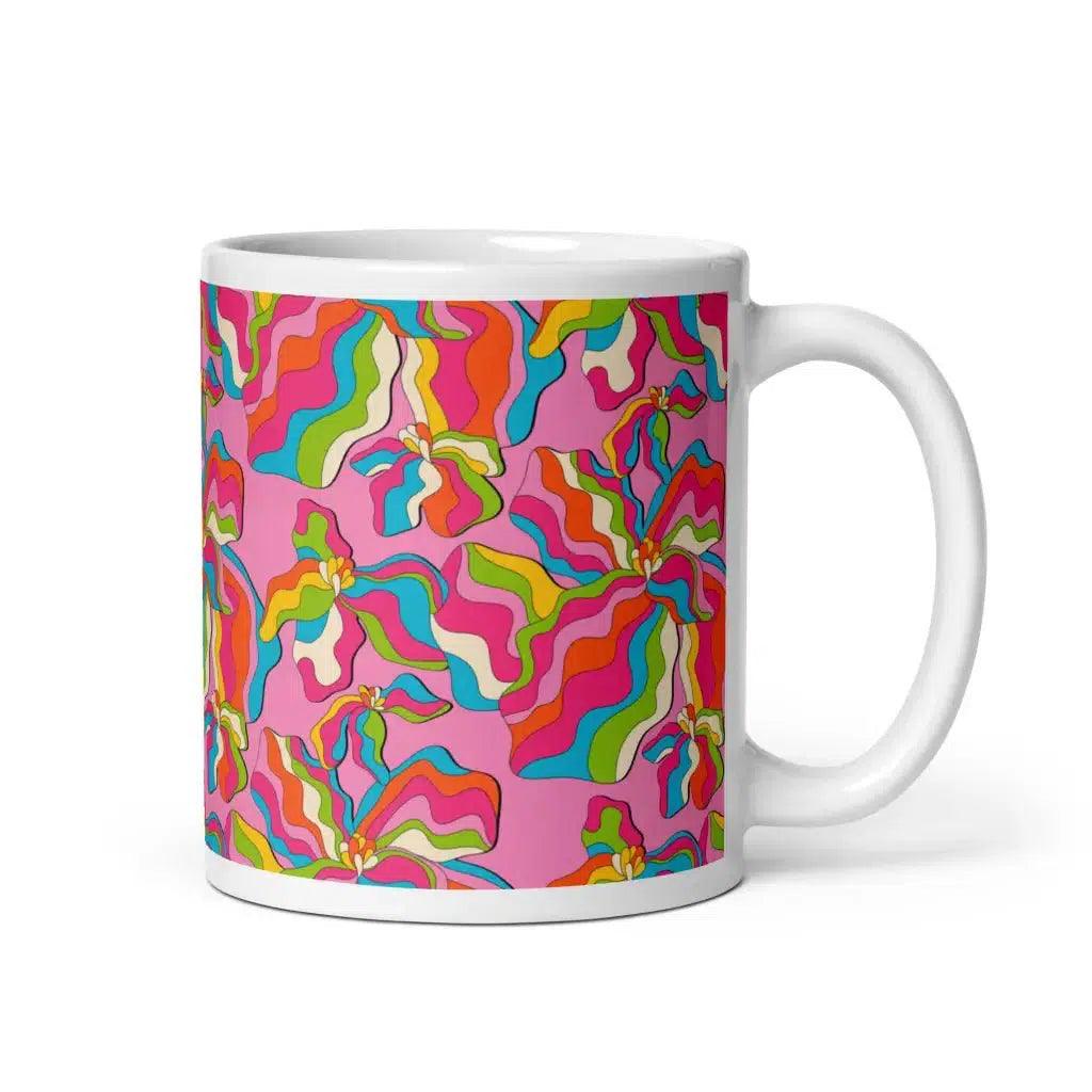 Mug - SASSY IRIS pink - Bold iris flower print