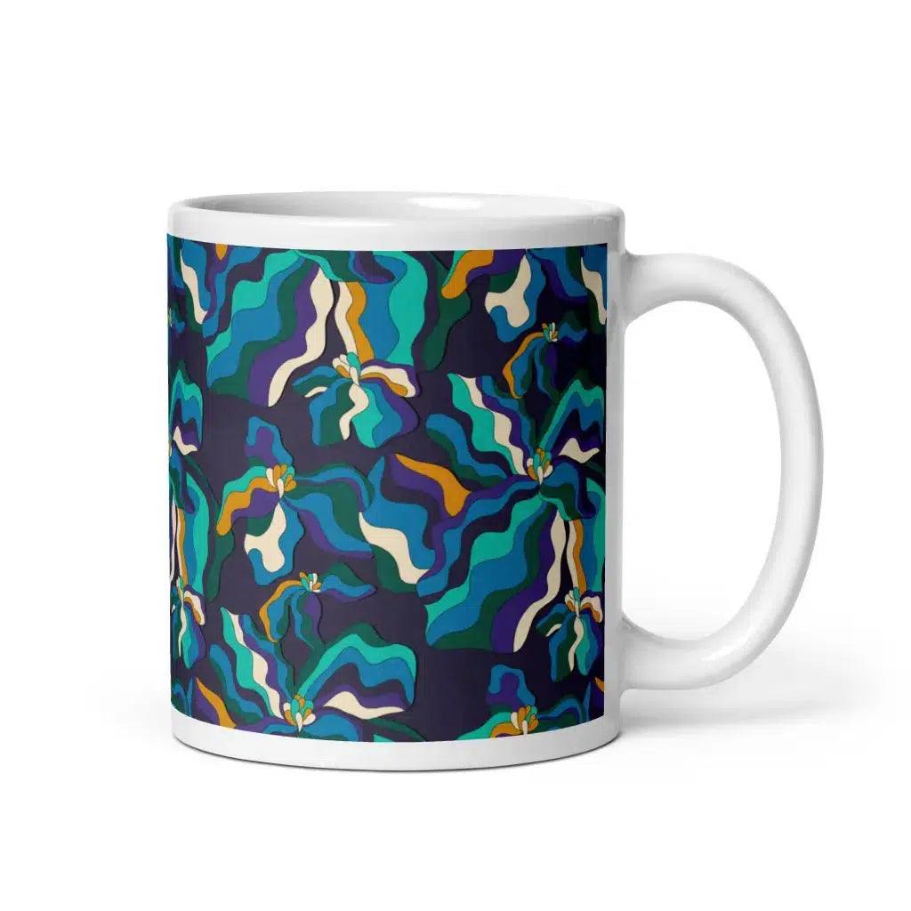 Mug - SASSY IRIS purple - Bold iris flower print