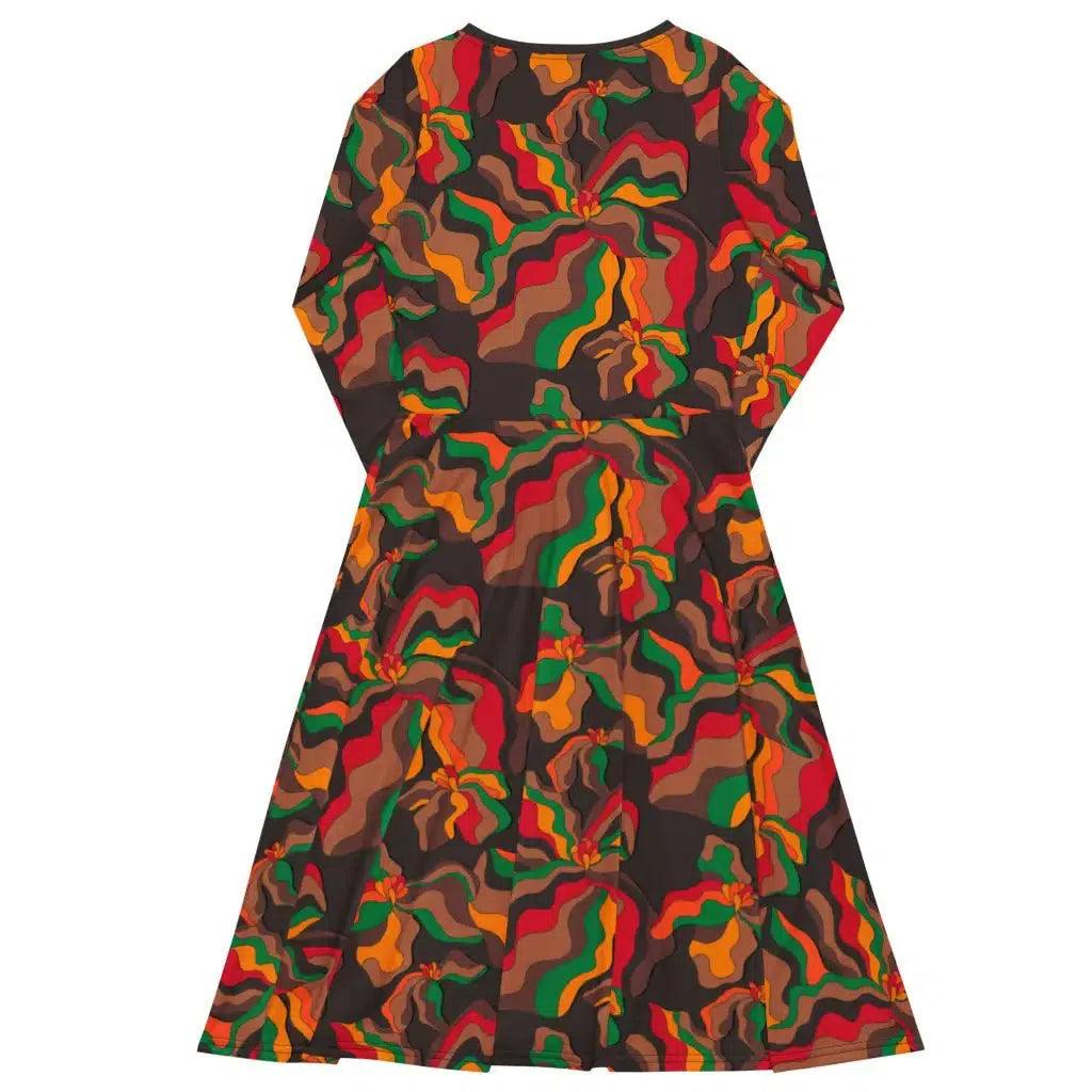 Midi dress - SASSY IRIS retro - Bold iris flower print
