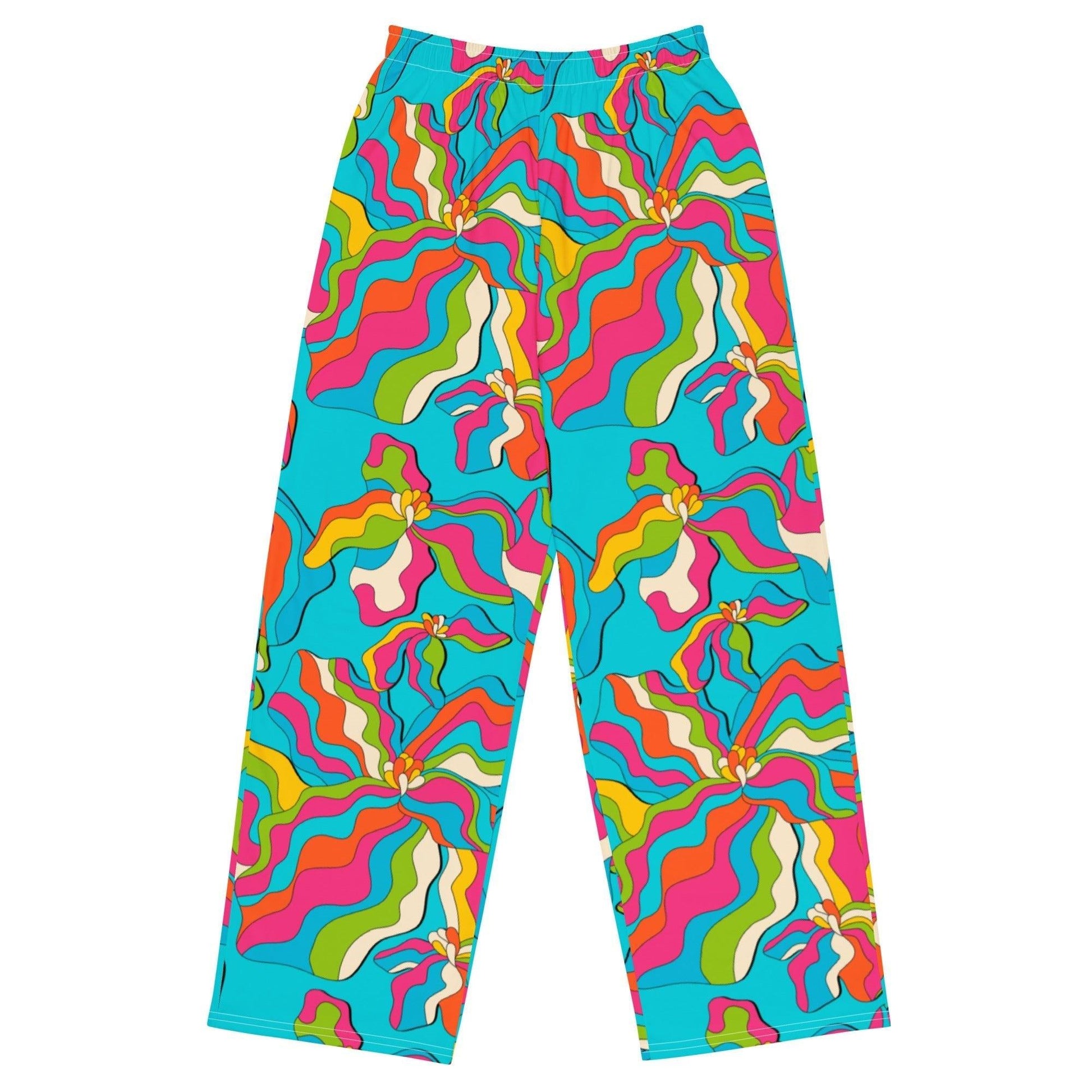Pants - SASSY IRIS turquoise - Bold iris flower print 6XL