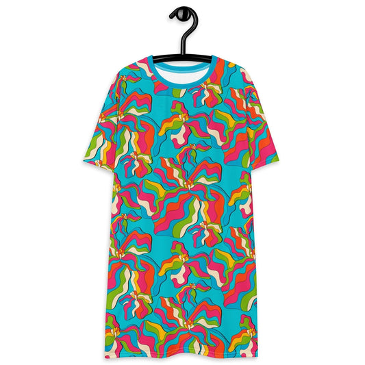 T-Shirt Dress - SASSY IRIS turquoise