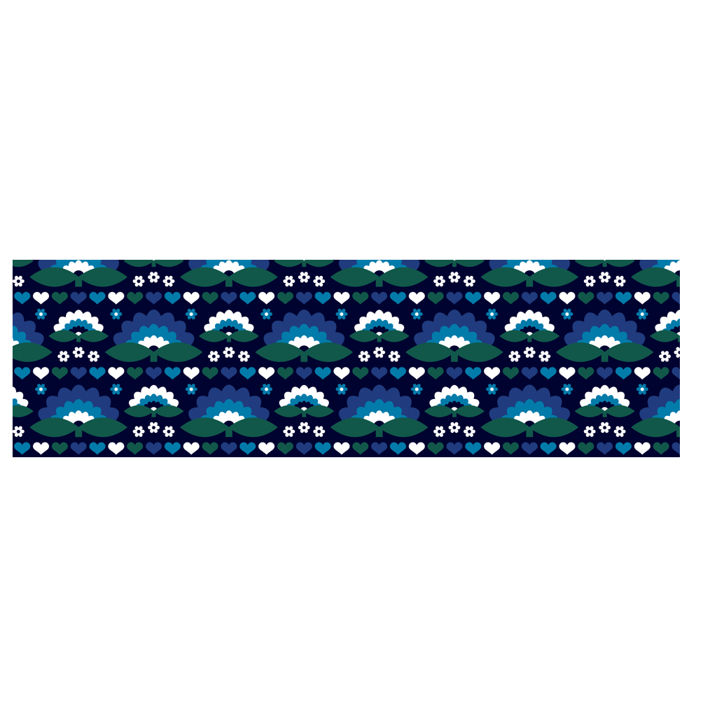 Scarf - FALL IN LOVE magic blue - Elegant flower and heart print