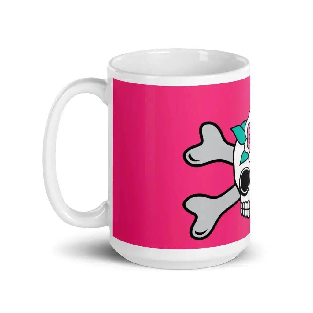 Mug - SKULLROSE pink - Skulls and roses print