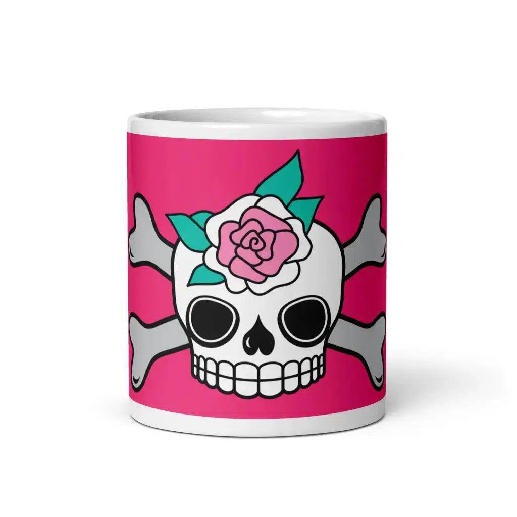 Mug - SKULLROSE pink - Skulls and roses print