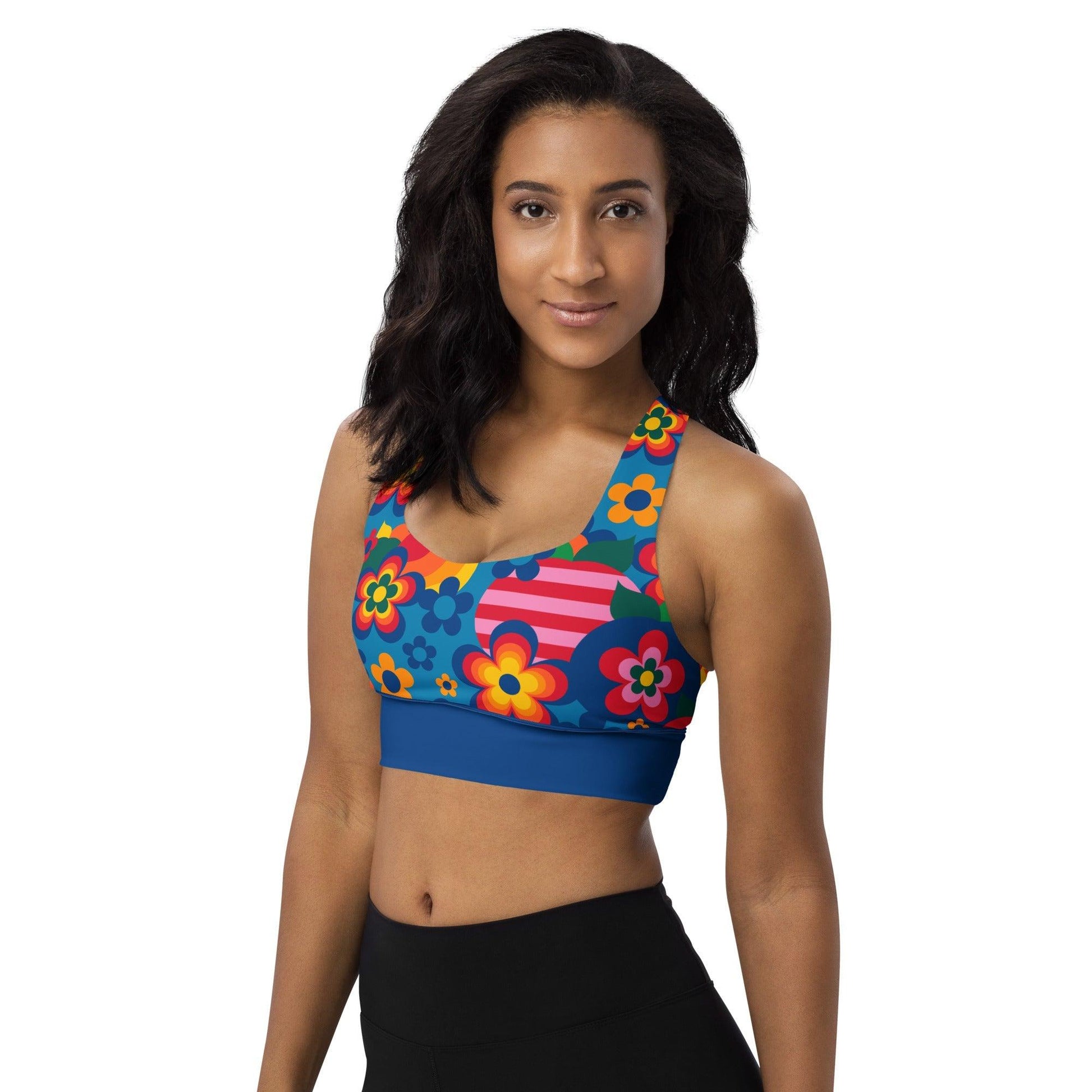 Sports Bra - APPLEMANIA blue - Fun Apple Print