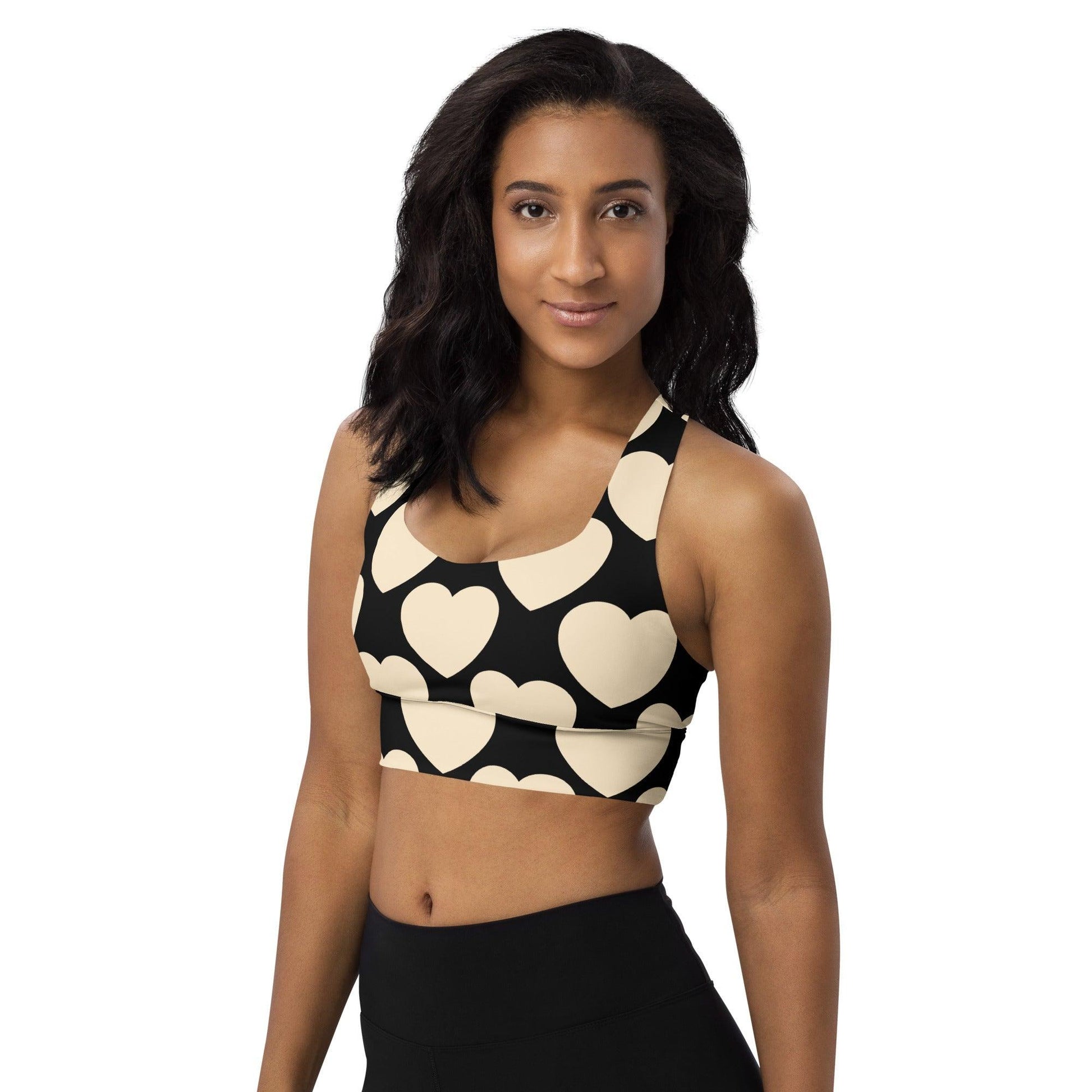 Sports Bra - ELLIE LOVE black - Bold Heart Print