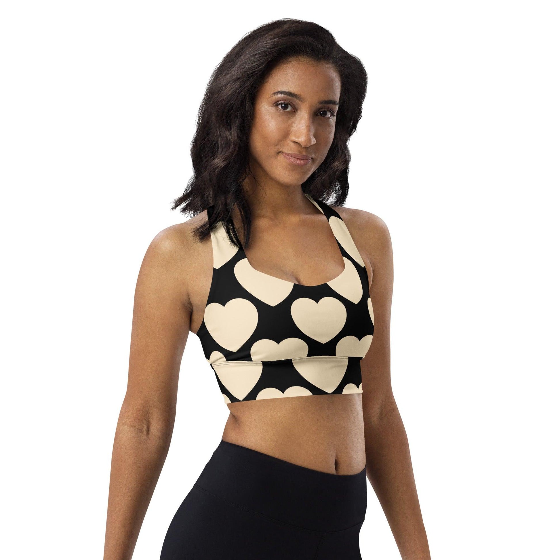 Sports Bra - ELLIE LOVE black - Bold Heart Print