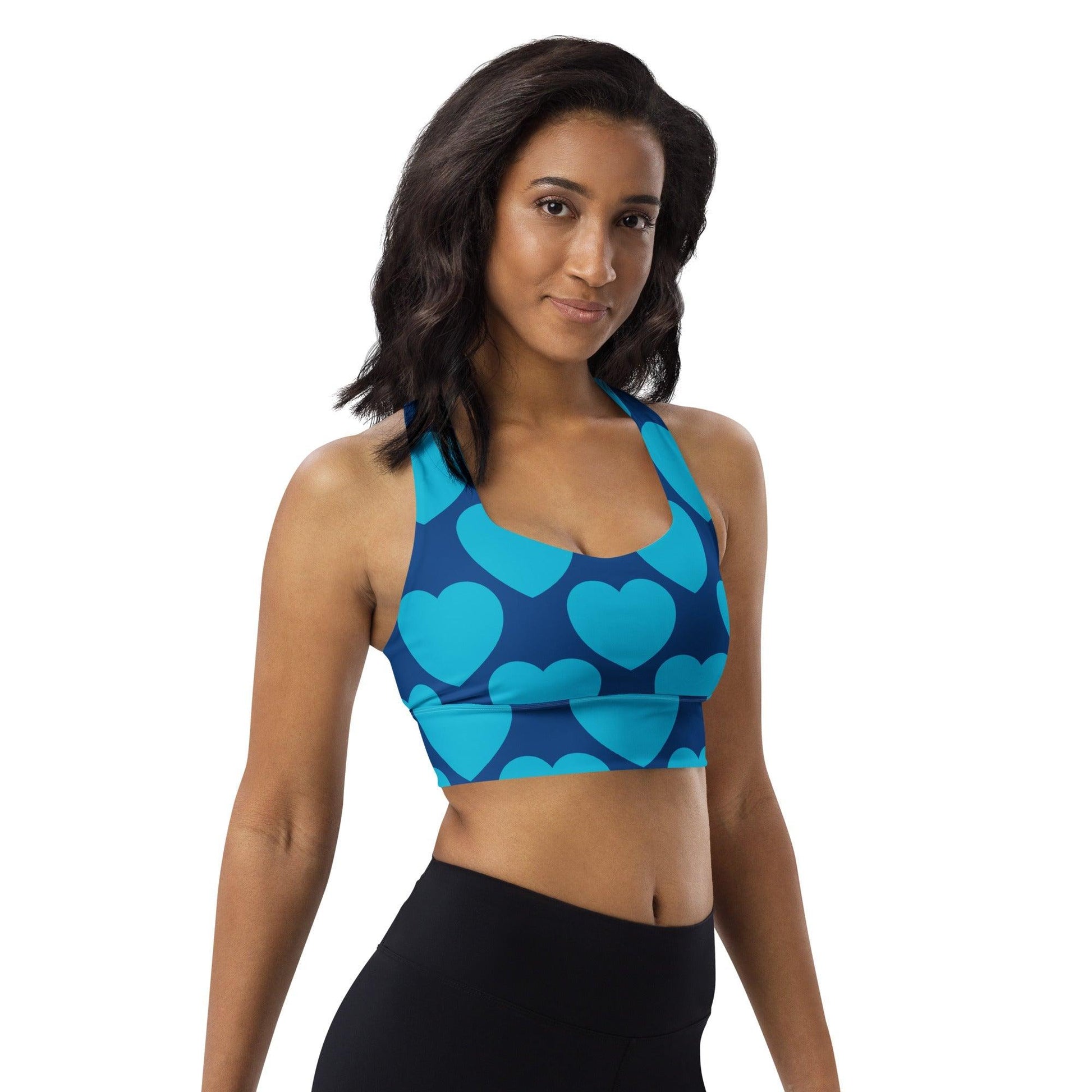Sports Bra - ELLIE LOVE blue - Bold Heart Print