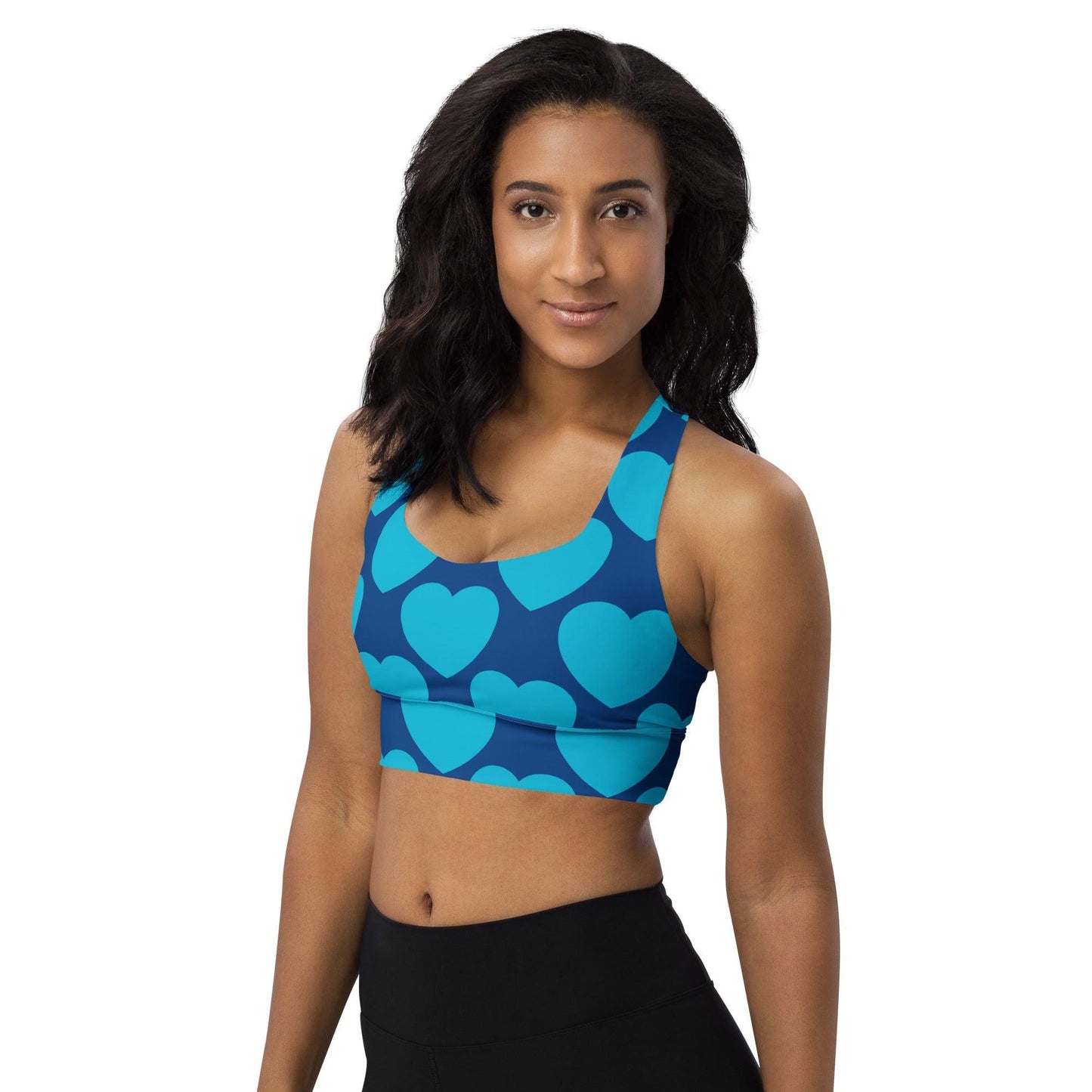 Sports Bra - ELLIE LOVE blue - Bold Heart Print