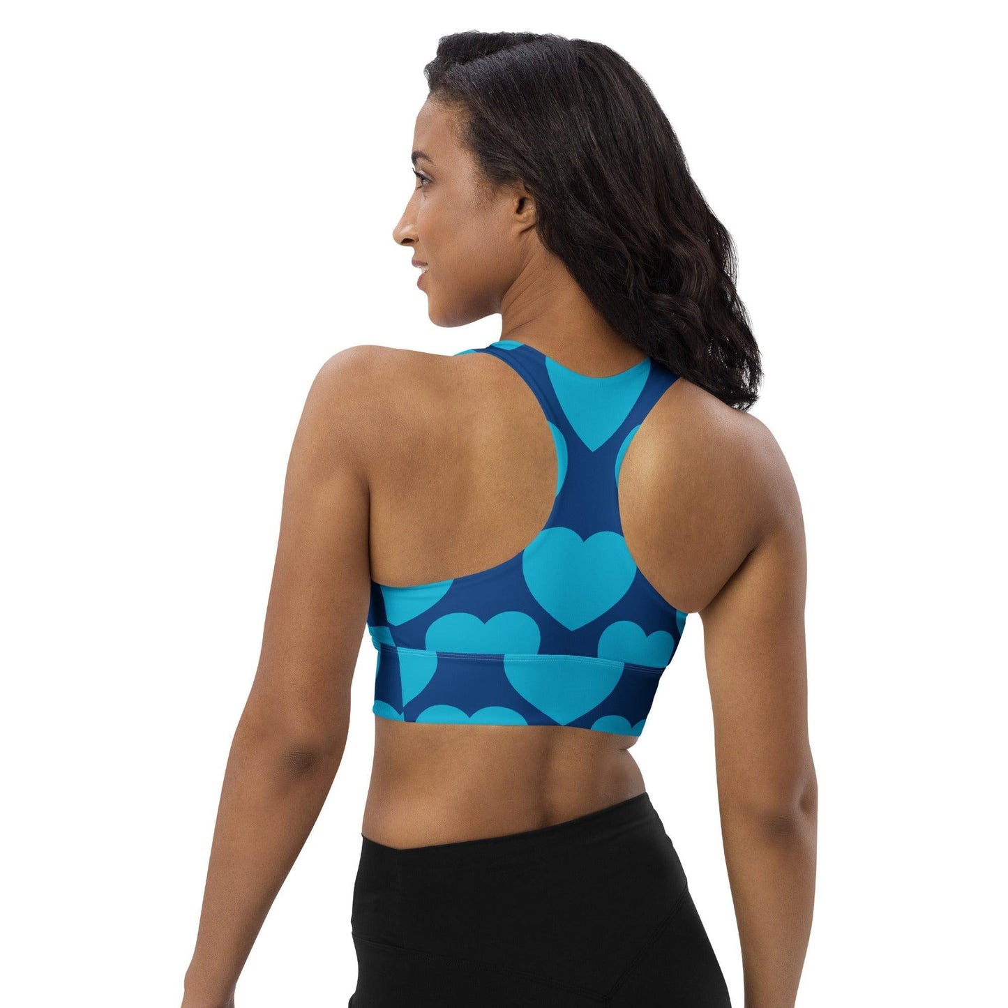 Sports Bra - ELLIE LOVE blue - Bold Heart Print