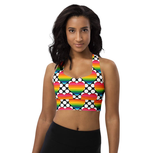 Sports Bra - ELLIE LOVE DOT rainbow - Bold Heart Print