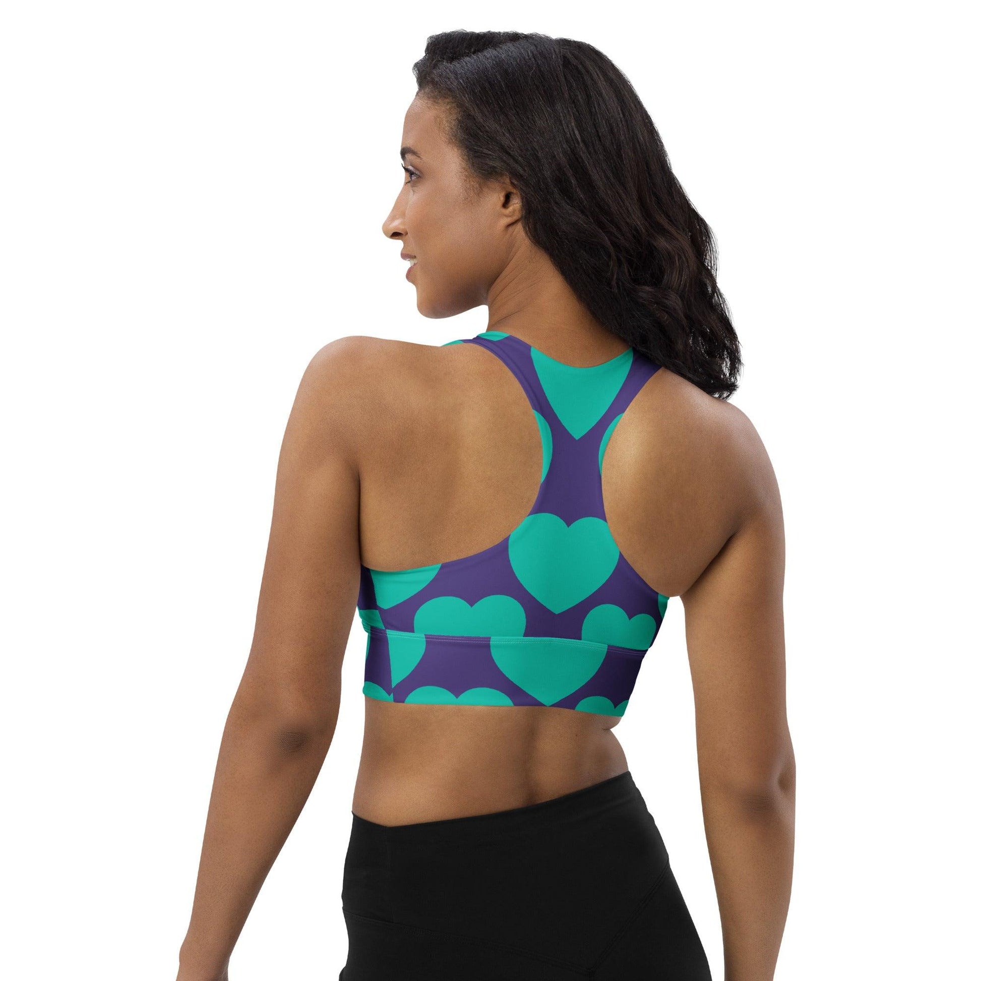 Sports Bra - ELLIE LOVE mint purple - Bold Heart Print