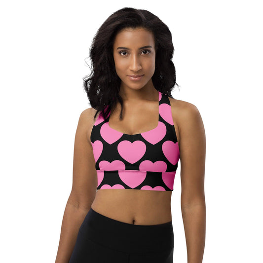 Sports Bra - ELLIE LOVE pink black - Bold Heart Print