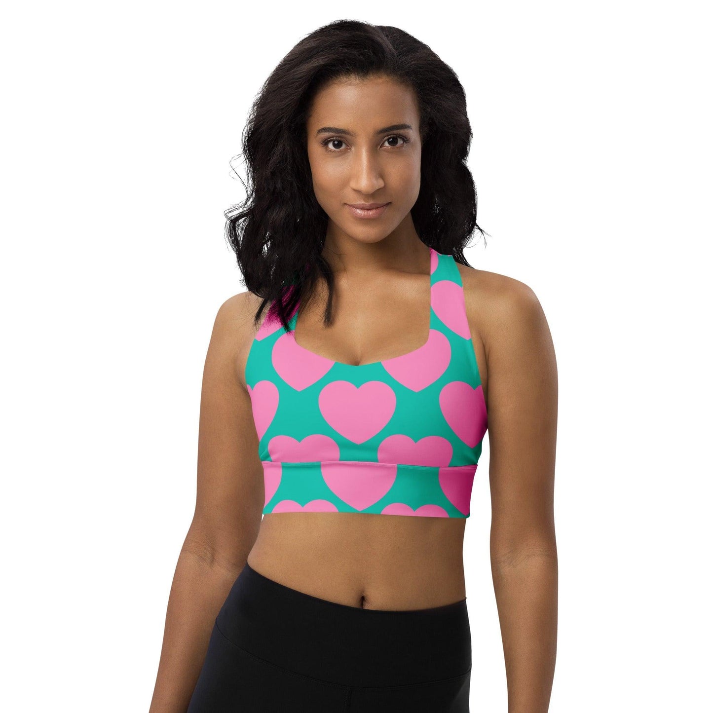 Sports Bra - ELLIE LOVE pink mint - Bold Heart Print
