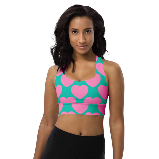 Sports Bra - ELLIE LOVE pink mint - Bold Heart Print