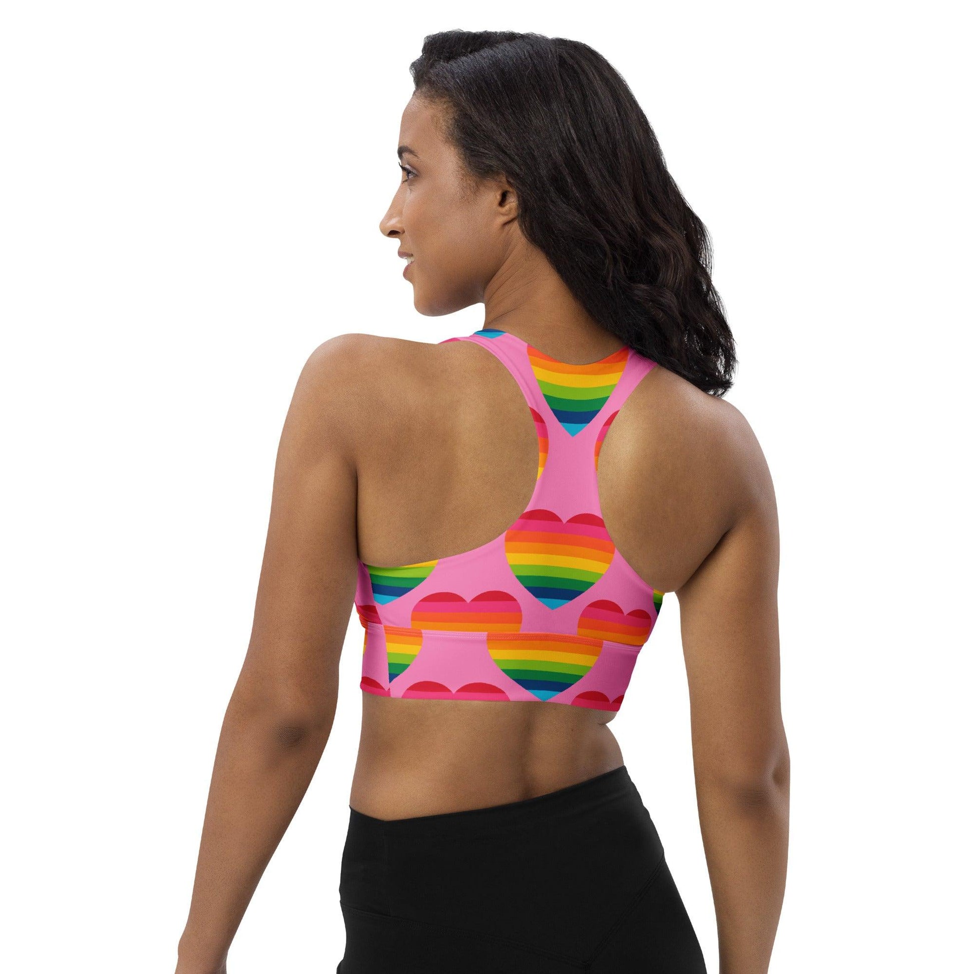 Sports Bra - ELLIE LOVE rainbow pink - Bold Heart Print