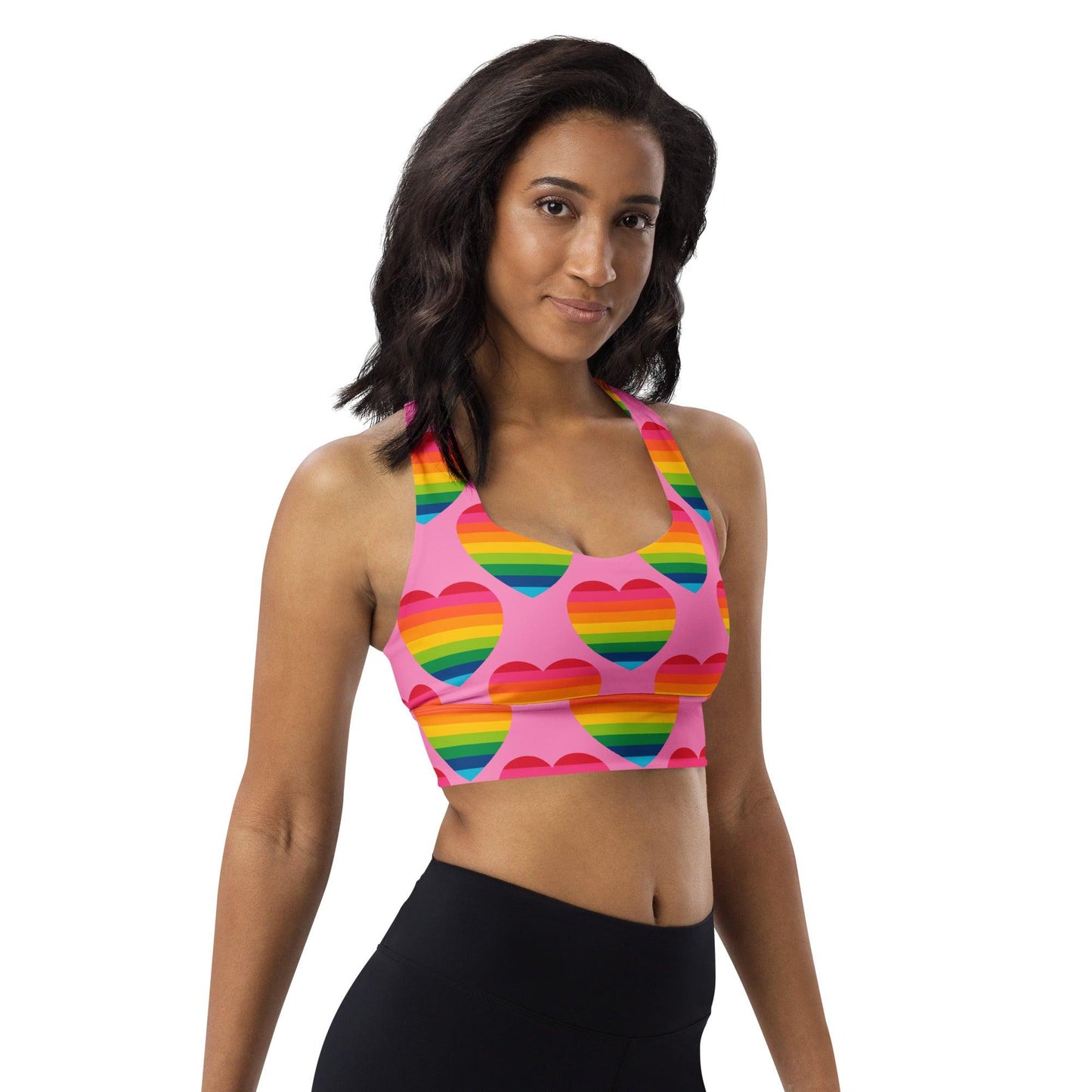 Sports Bra - ELLIE LOVE rainbow pink - Bold Heart Print