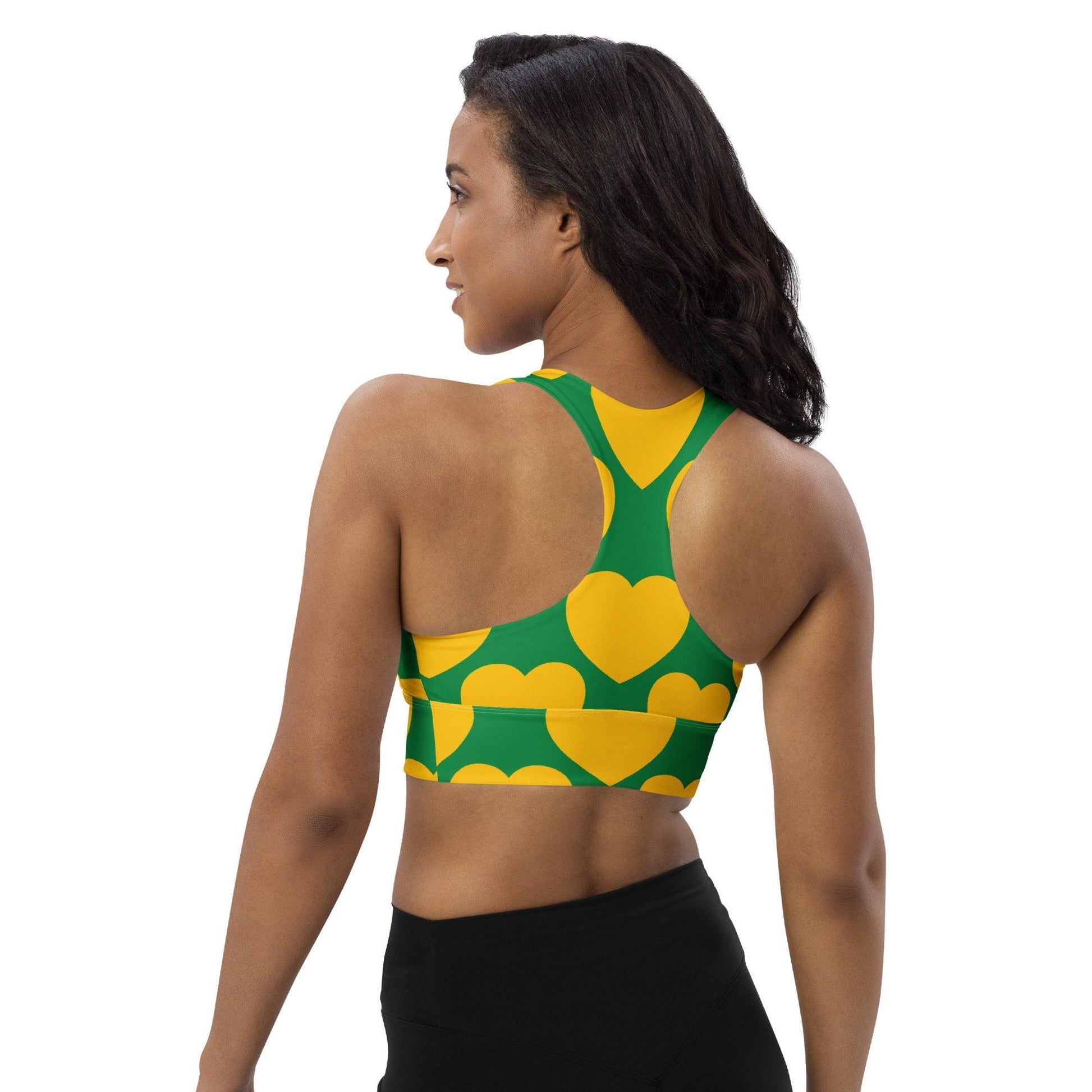 Sports Bra - ELLIE LOVE yellow green - Bold Heart Print
