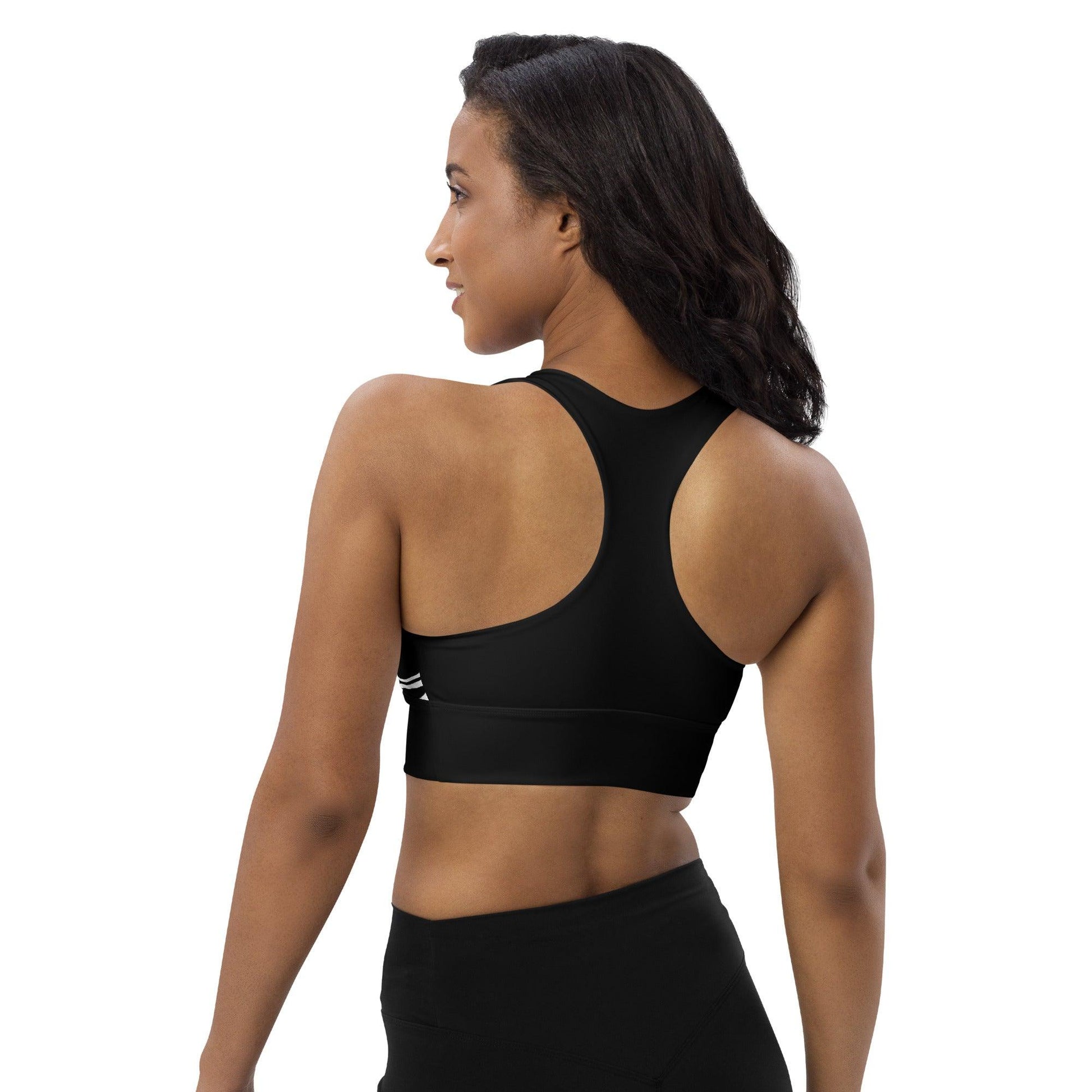 Sports bra - ENERGY WAVES bw - Wavy stripe print