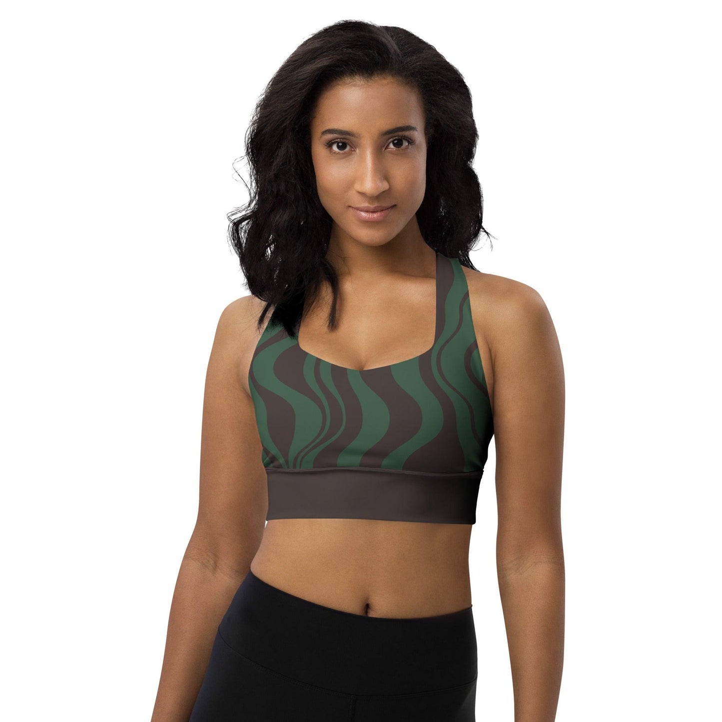 Sports bra - ENERGY WAVES forest - Wavy stripe print 3XL