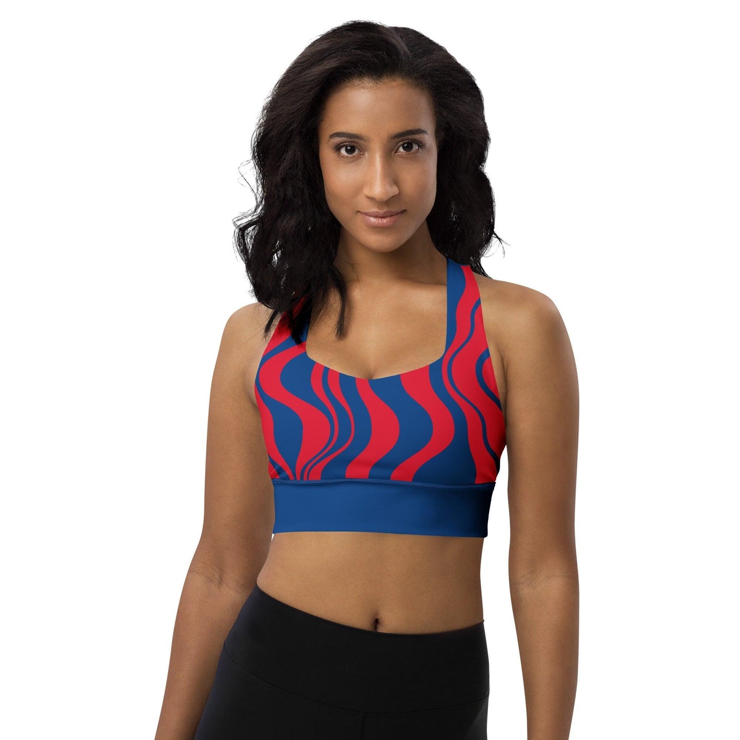 Sports bra - ENERGY WAVES red blue - Wavy stripe print 3XL